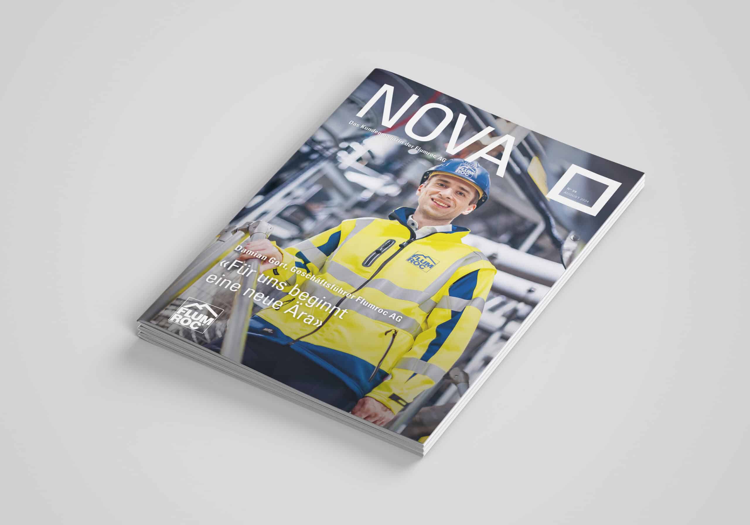 Die Titelseite der «NOVA» Nummer 38, des Kundenmagazins von Flumroc.